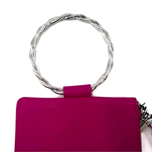 Thacker New York Nolita Clutch Twisted Ring handle Leather -Fuchsia NWT - Picture 8 of 10